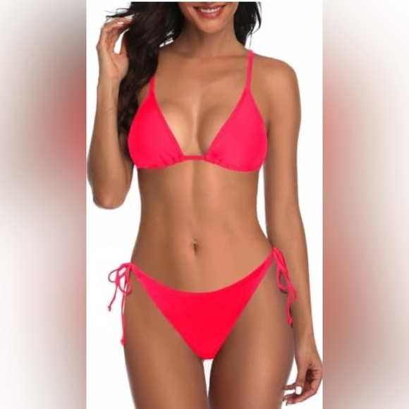 Vibrant Pink Triangle Bikini Set - Picture 1 of 7